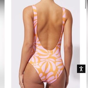 SOLID & STRIPED Orange and Pink One Piece Reversible Swimsuit